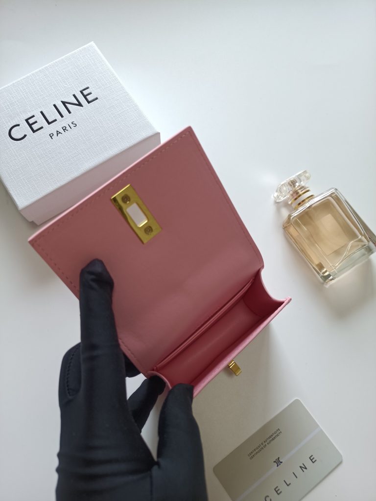 CELINE ピンク サイフ 二つ折り財布 レディース 金具 シンプル おしゃれ - 画像 6