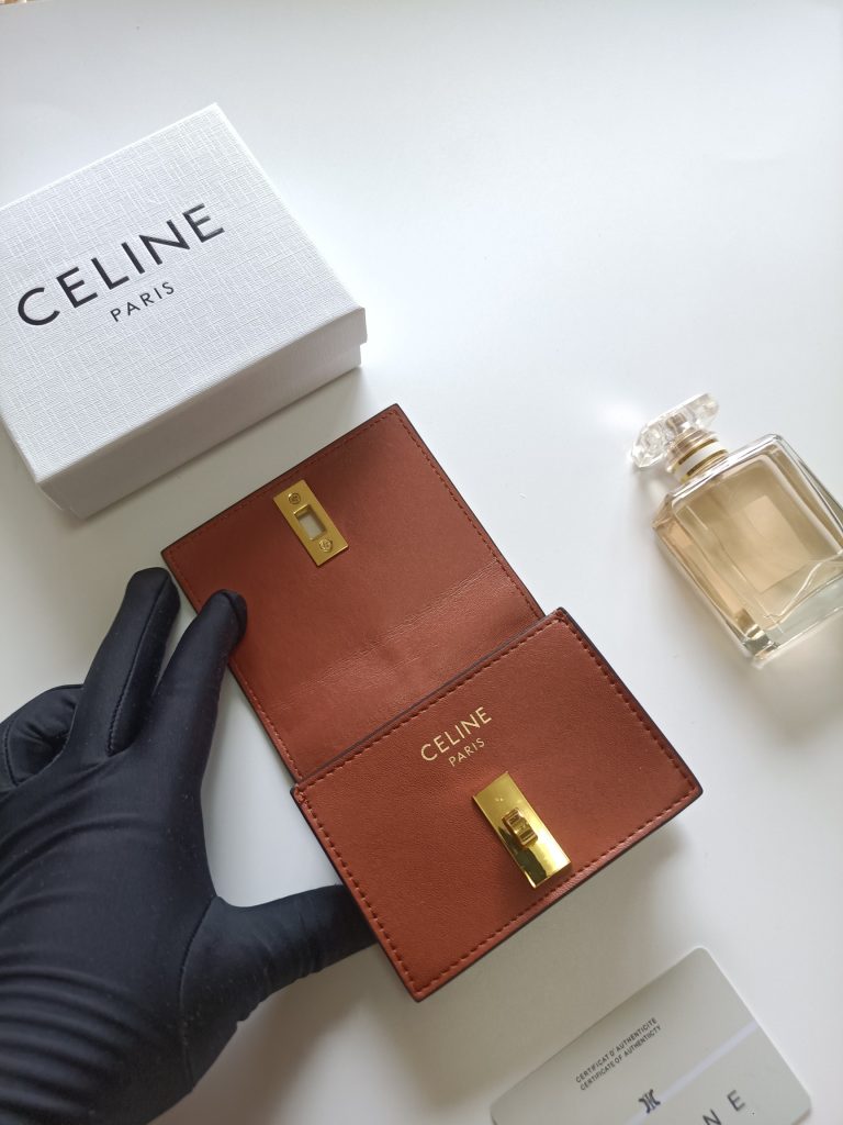 CELINE プチキャリ ウォレット レザー コインケース 2way ホワイト×ブラウン 1色入 - 画像 5