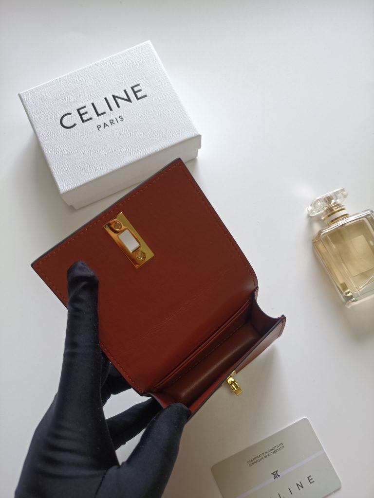 CELINE プチキャリ ウォレット レザー コインケース 2way ホワイト×ブラウン 1色入 - 画像 6