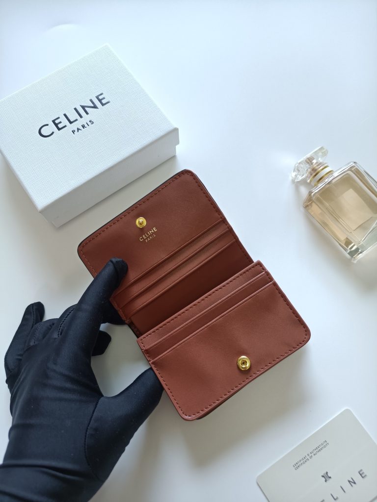 CELINE ポーチ クレジットカードケース シェリーライン ホワイト×ブラウン 4色入 - 画像 5
