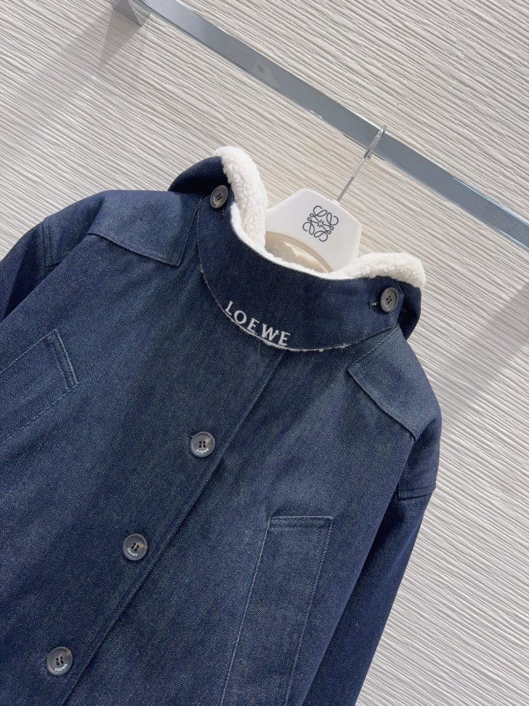 LOEWE 00016 デニムジャケット ファー裏地 ブルゾン ブラック | メンズ レディース 対応 - 画像 2