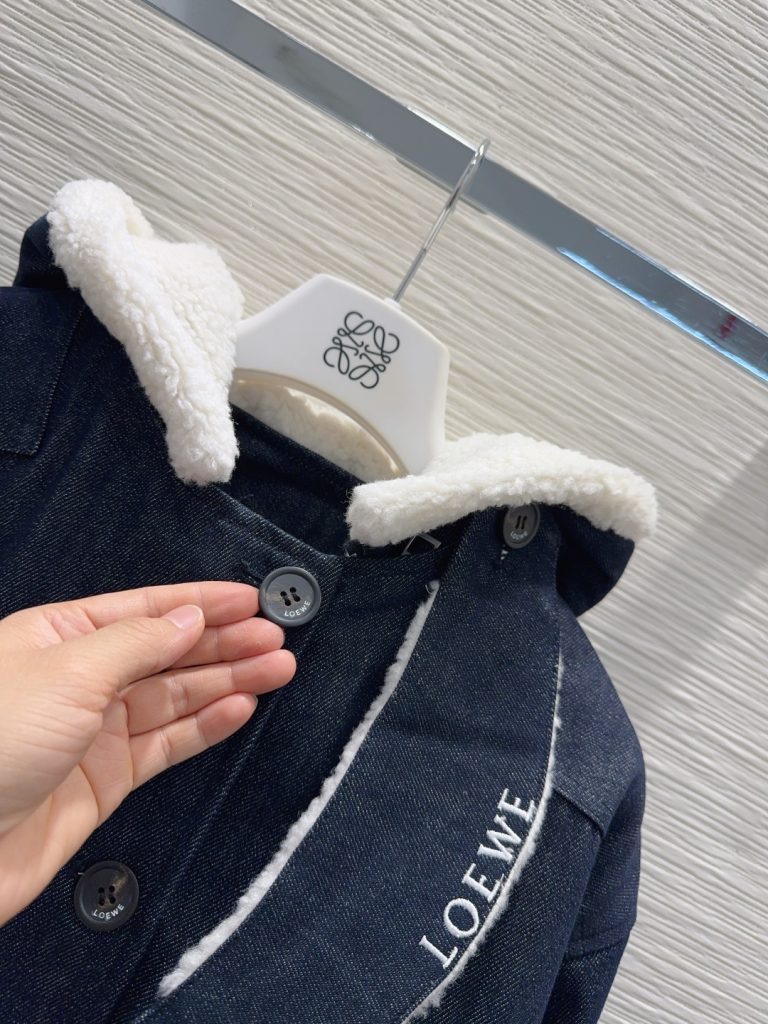 LOEWE 00016 デニムジャケット ファー裏地 ブルゾン ブラック | メンズ レディース 対応 - 画像 4