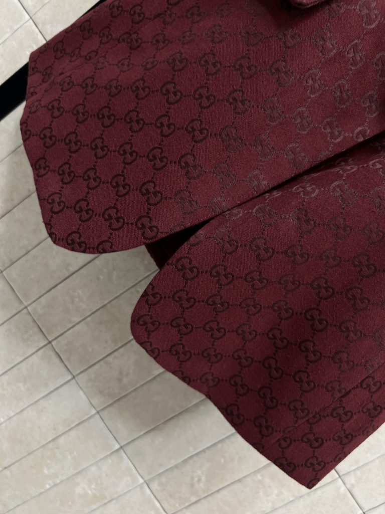 GUCCI 340 Guc家 25早秋新款 レッド GGトライフォール ファブリック ベルト付き サイドポケット ワンピース (レッド) - 画像 4