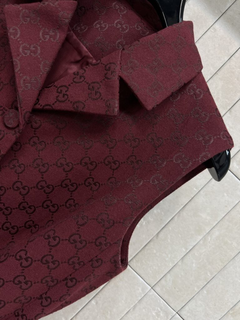 GUCCI 340 Guc家 25早秋新款 レッド GGトライフォール ファブリック ベルト付き サイドポケット ワンピース (レッド) - 画像 5