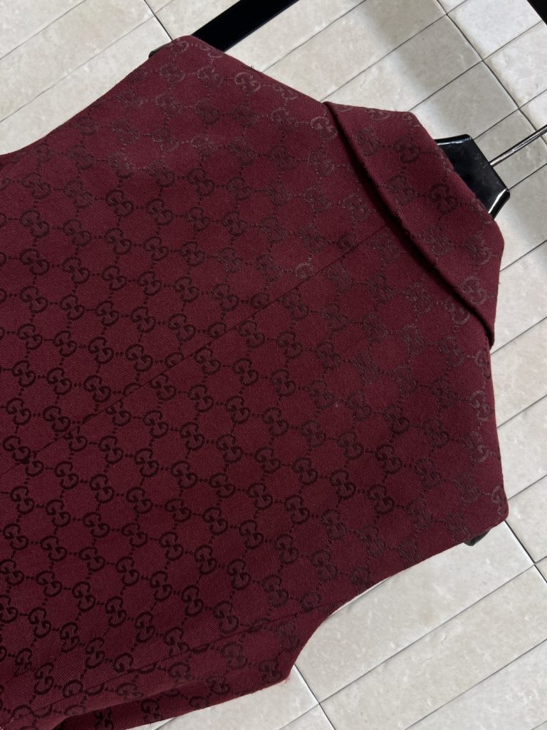 GUCCI 340 Guc家 25早秋新款 レッド GGトライフォール ファブリック ベルト付き サイドポケット ワンピース (レッド) - 画像 8