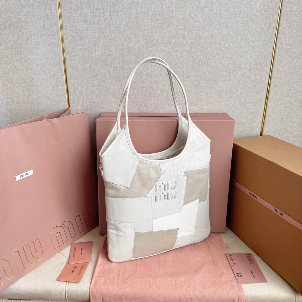 Miu Miu ハンドバッグ パッチワーク 白色|レザー|コンパクト - 画像 2