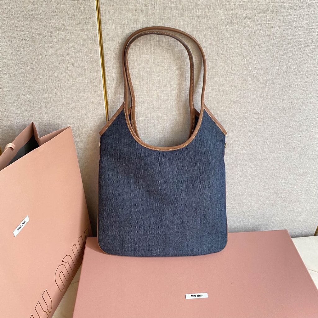 Miu Miu デニムトートバッグ | 軽量|濃い青 - 画像 3