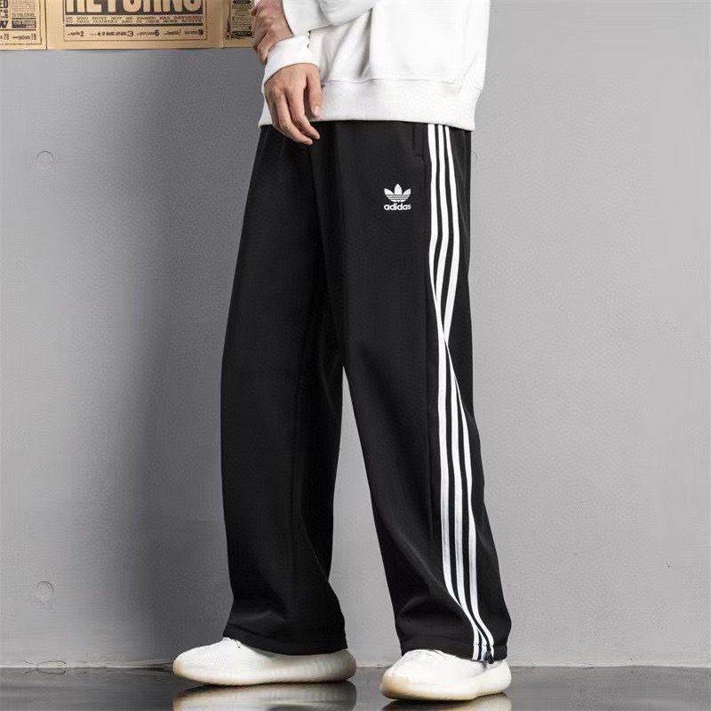 adidas トレーナーパンツ メンズ カジュアル 3本線 ブラック レザー調素材 - 画像 3