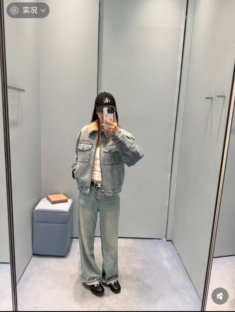 MIU MIU デニムジャケット シェルパライニング ミニサイズ 2WAY着用可 カジュアル ブルー デニム - 画像 6