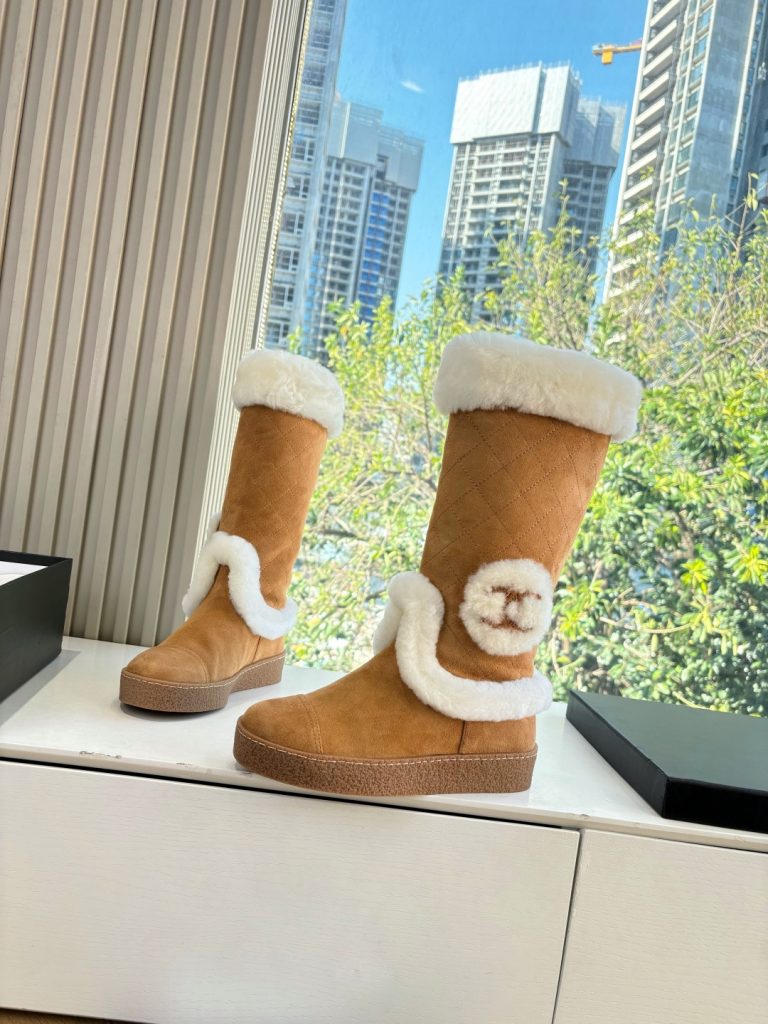 CHANEL シャネル ブーツ レディース メンズ 兼用 保温 軽量 通勤 通学 シンプル ベージュ - 画像 2