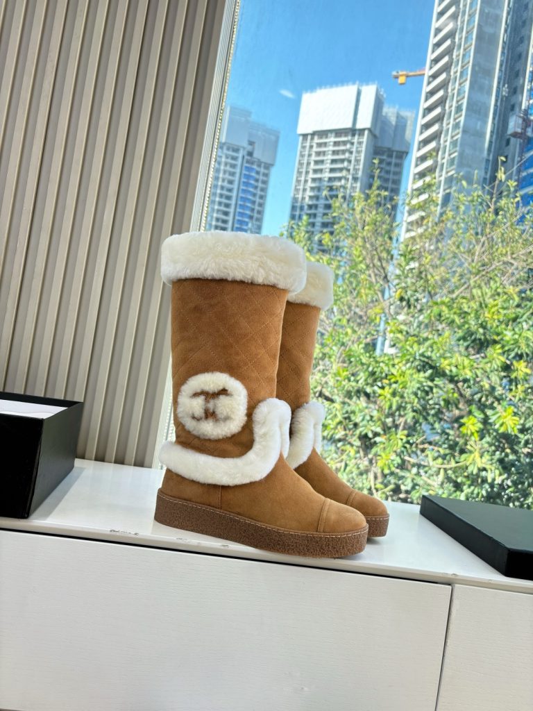 CHANEL シャネル ブーツ レディース メンズ 兼用 保温 軽量 通勤 通学 シンプル ベージュ - 画像 3