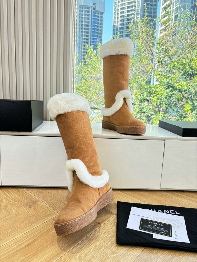 CHANEL シャネル ブーツ レディース メンズ 兼用 保温 軽量 通勤 通学 シンプル ベージュ - 画像 5