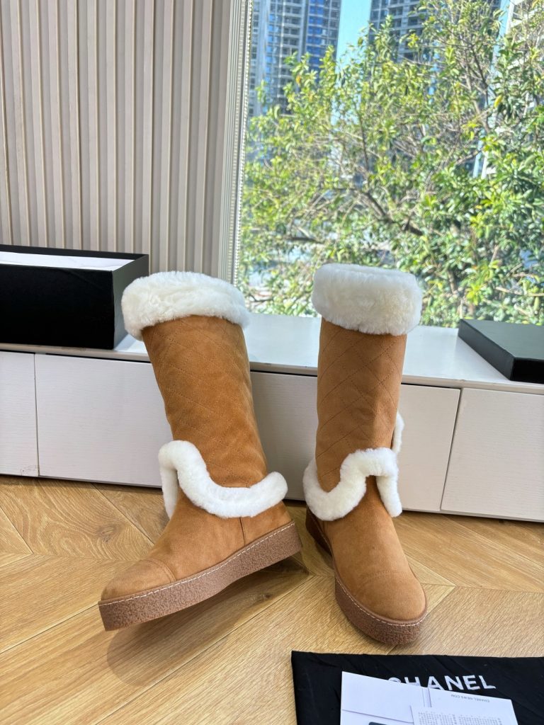 CHANEL シャネル ブーツ レディース メンズ 兼用 保温 軽量 通勤 通学 シンプル ベージュ - 画像 6
