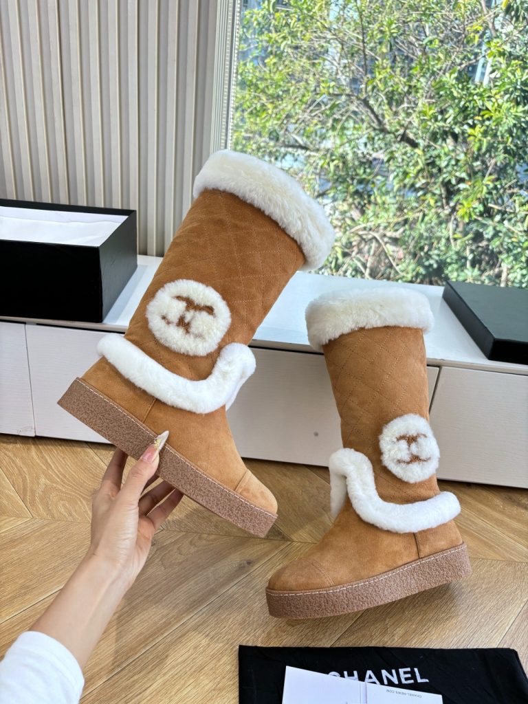CHANEL シャネル ブーツ レディース メンズ 兼用 保温 軽量 通勤 通学 シンプル ベージュ - 画像 7