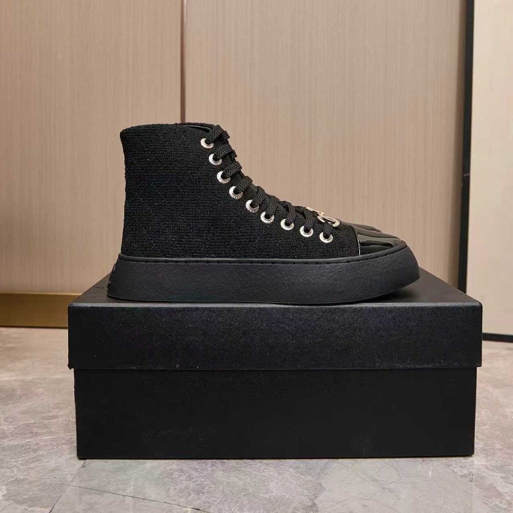 CHANEL シャネル ハイカットスニーカー レディース メンズ 兼用 軽量 大容量 黒 通勤 通学 2WAY プラットフォーム シンプル - 画像 5
