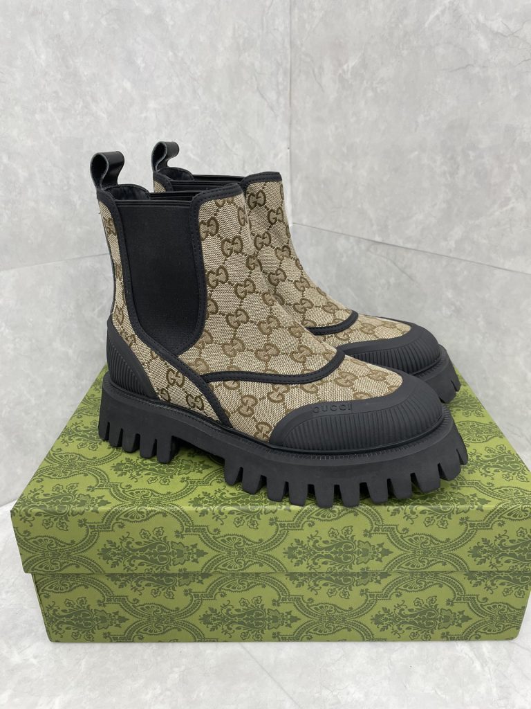 GUCCI グッチ チェルシーブーツ 本革 ブラック ベージュ 全2色 - 画像 3