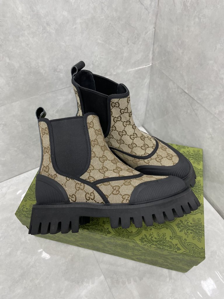 GUCCI グッチ チェルシーブーツ 本革 ブラック ベージュ 全2色 - 画像 4