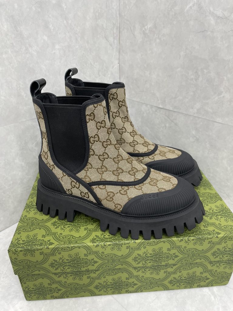 GUCCI グッチ チェルシーブーツ 本革 ブラック ベージュ 全2色 - 画像 5