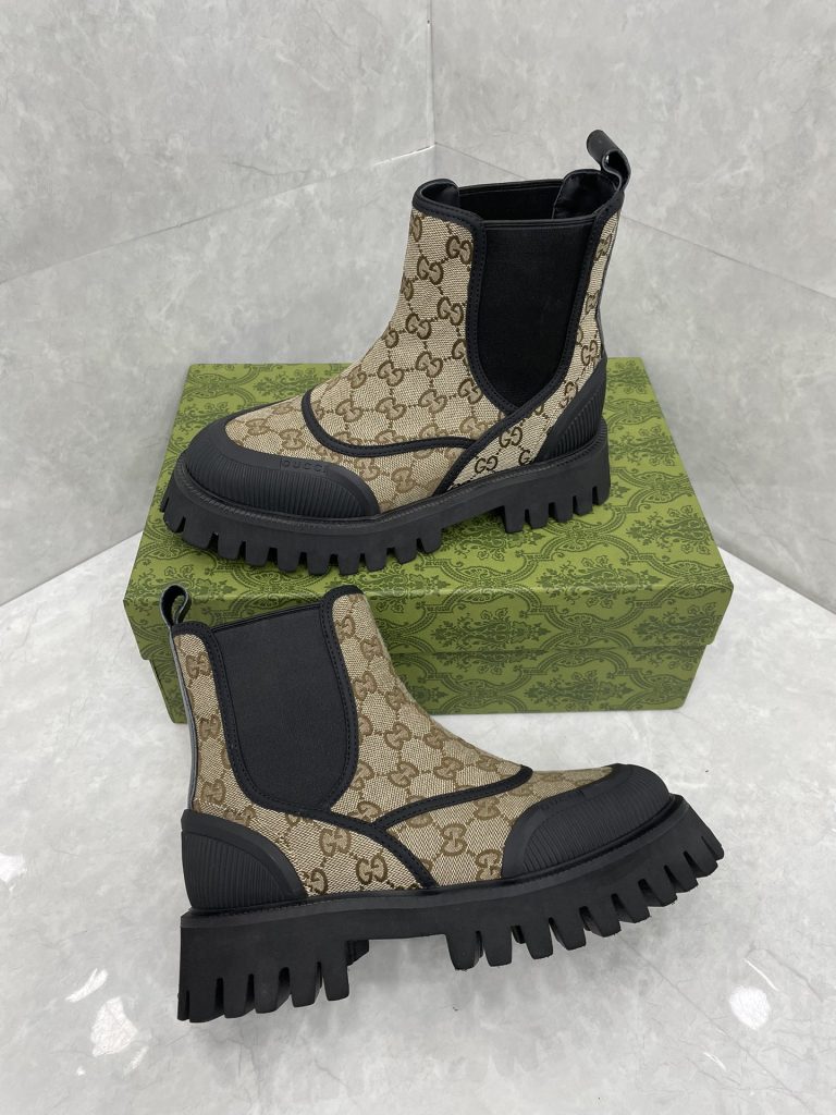 GUCCI グッチ チェルシーブーツ 本革 ブラック ベージュ 全2色 - 画像 6