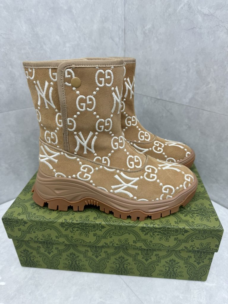 GUCCI グッチ メンズ GG ブーツ 本革 軽量 ブラウン - 画像 2