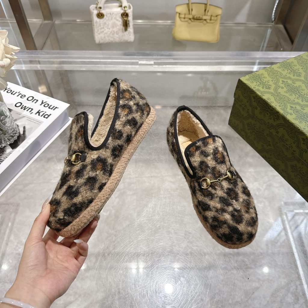 GUCCI グッチ ローファー レオパード ファー ブーツ インソール暖か ブラック 全1色 - 画像 6