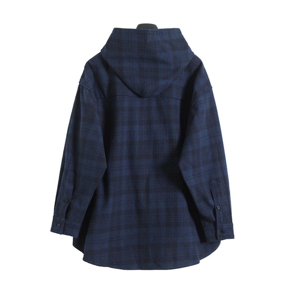 BALENCIAGA バレンシアガ フラッグシャツ 藏青格 法 帽 衫外套 藏青 - 画像 2
