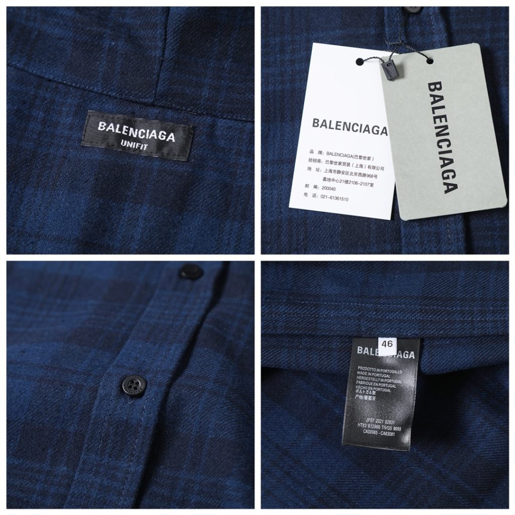 BALENCIAGA バレンシアガ フラッグシャツ 藏青格 法 帽 衫外套 藏青 - 画像 8