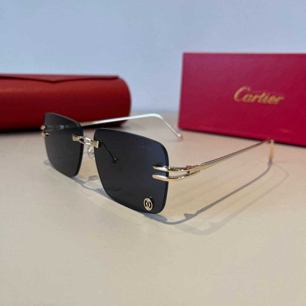 CARTE カルティエ サングラス メンズ レディース 超軽量 フレームレス 金属 ゴールド ブラック 31440 - 画像 5
