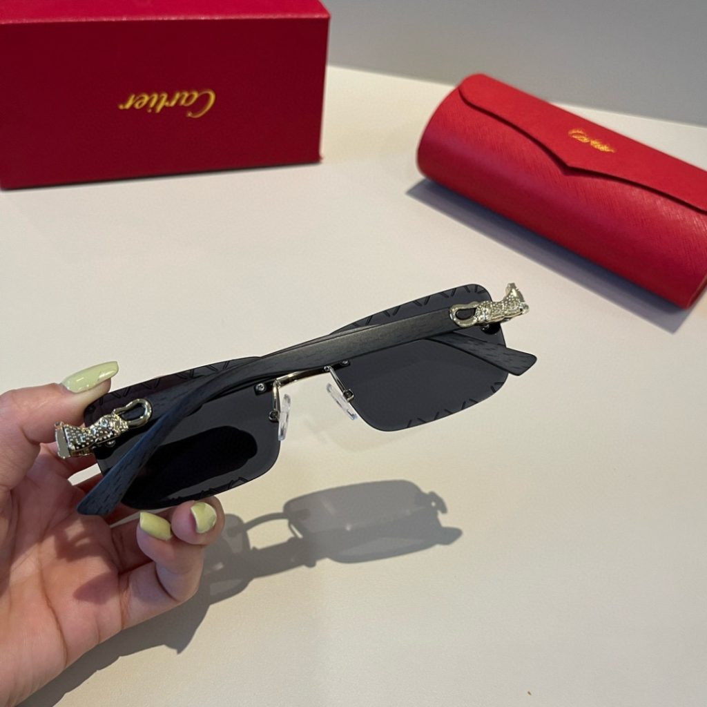 CARTIER カルティエ サングラス メタルフレーム ブラック 限定モデル 高級感 メンズ シニア ブラック 31447 - 画像 6