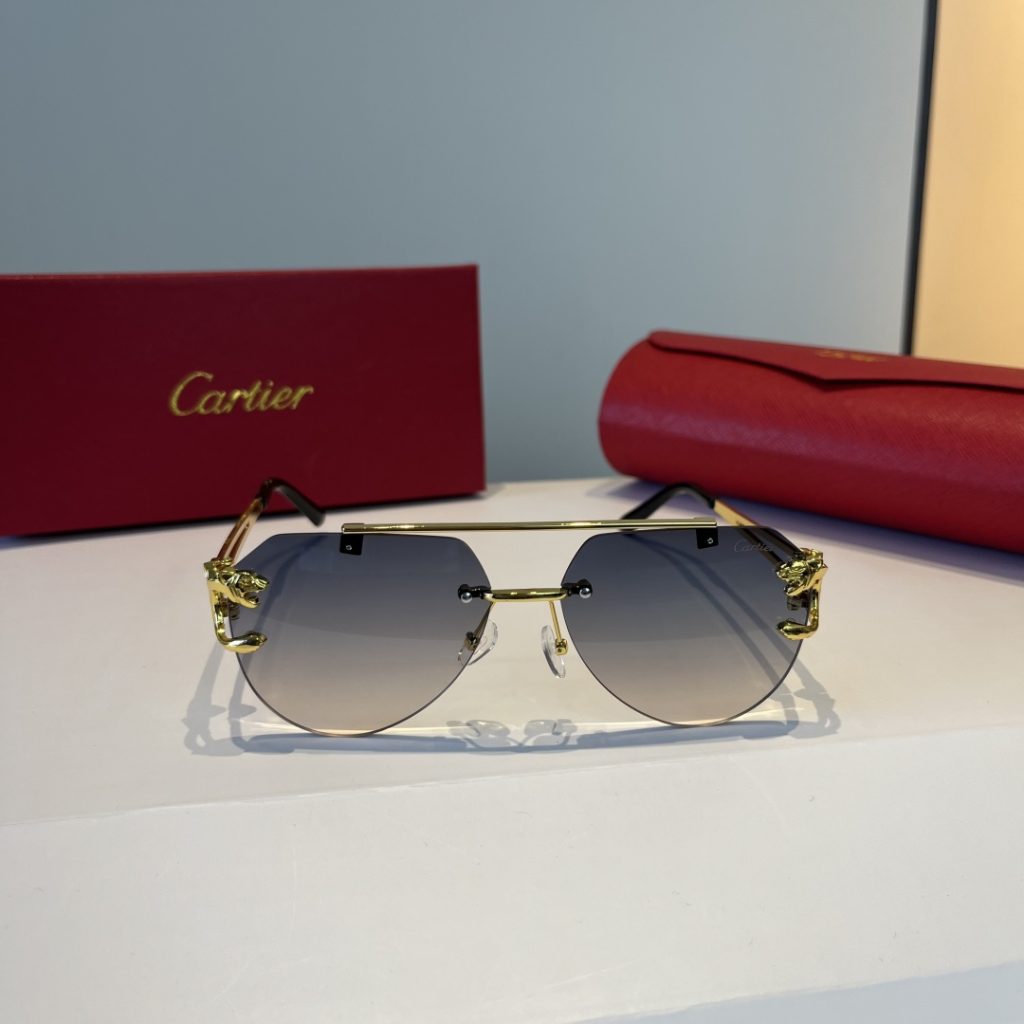 CARTIE カルティエ サングラス フレームレス 金属 メンズ レディース グラデーション ブラック ゴールド 31344 - 画像 2