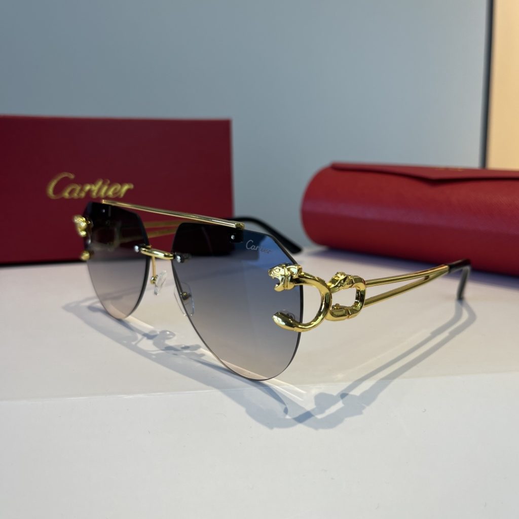 CARTIE カルティエ サングラス フレームレス 金属 メンズ レディース グラデーション ブラック ゴールド 31344 - 画像 3
