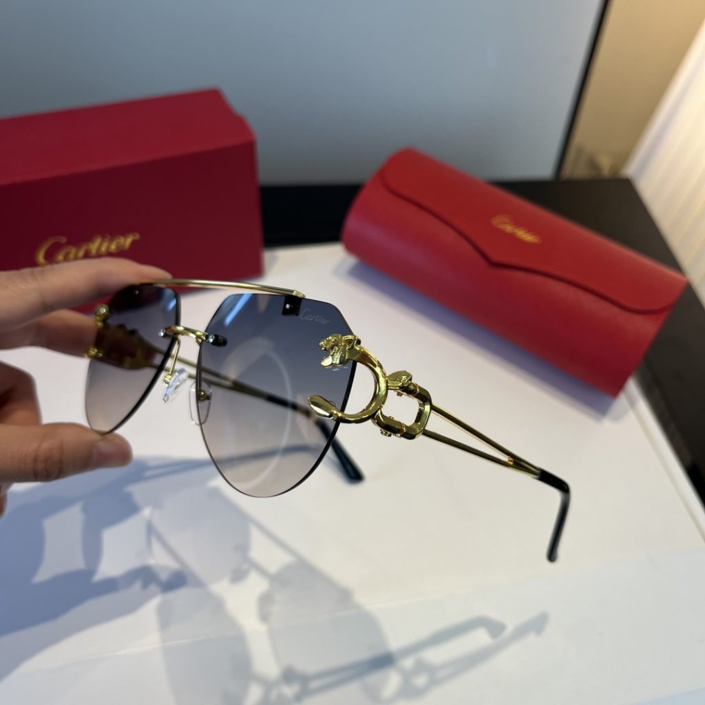 CARTIE カルティエ サングラス フレームレス 金属 メンズ レディース グラデーション ブラック ゴールド 31344 - 画像 4