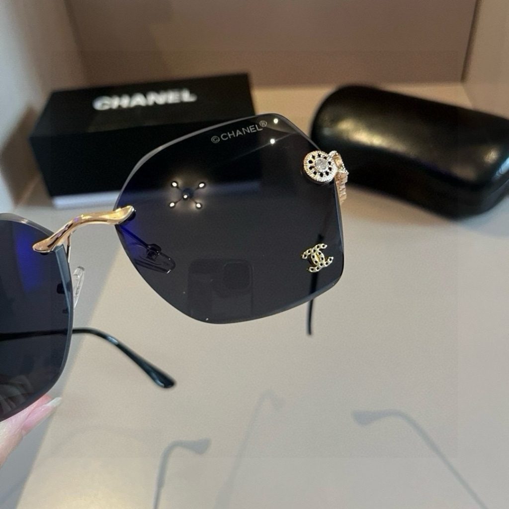 CHANEL シャネル フレームレスサングラス チェーンデザイン ブラック ピンク 多色展開 - 画像 5