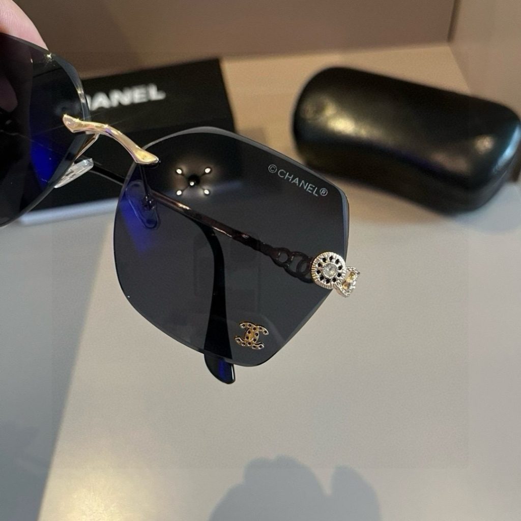 CHANEL シャネル フレームレスサングラス チェーンデザイン ブラック ピンク 多色展開 - 画像 8