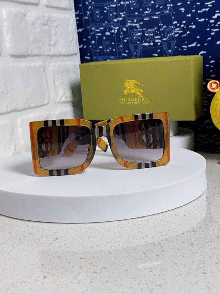 BURBERRY バーバリー サングラス ビッグフェイス メガネ フレーム 黄格 全6色展開 - 画像 3