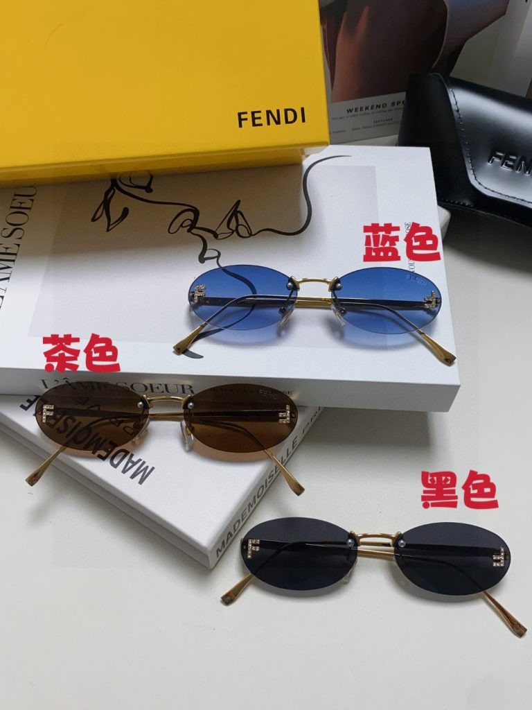 FENDI フェンディ サングラス 2024新作 金属無フレーム 橢円型 ファッション シャドウサングラス メンズ レディース 3色展開 - 画像 4