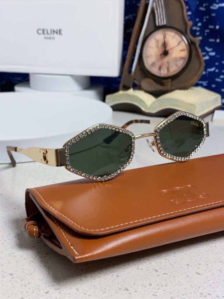 CELINE セリーヌ メガネ サングラス フラットシェイプ 2025年新作 一粒一粒 セリーヌ メタル メンズ レディース 色 茶色 黒色 - 画像 2