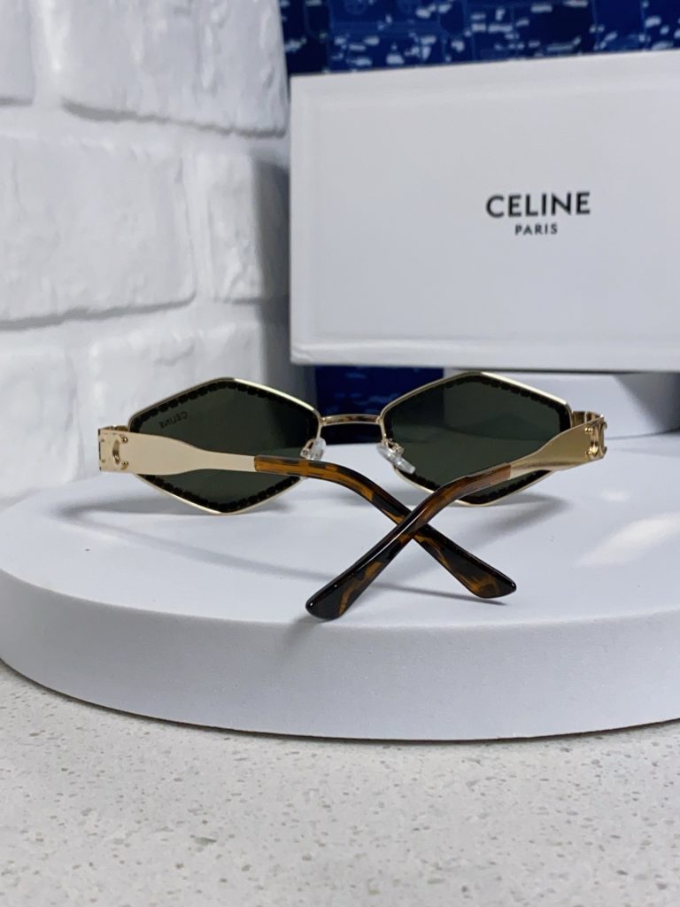 CELINE セリーヌ メガネ サングラス フラットシェイプ 2025年新作 一粒一粒 セリーヌ メタル メンズ レディース 色 茶色 黒色 - 画像 6