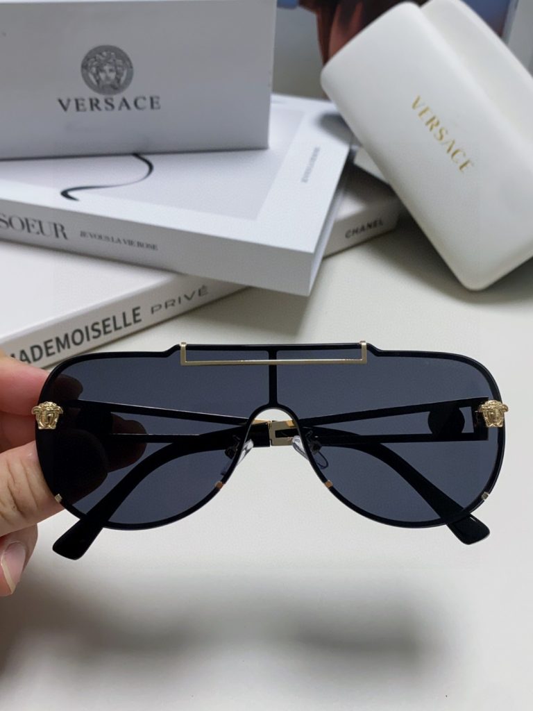 VERSACE ヴェルサーチ メガネ型サングラス メンズ レディース 男女兼用 UVカット ブラック 黒色 - 画像 4