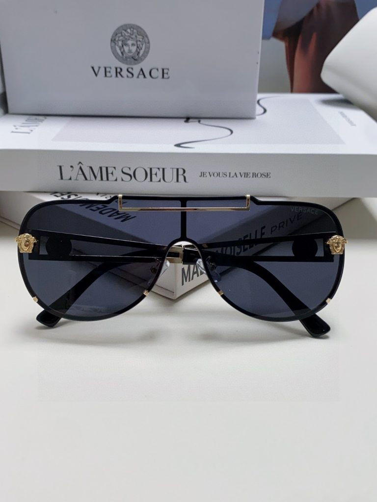 VERSACE ヴェルサーチ メガネ型サングラス メンズ レディース 男女兼用 UVカット ブラック 黒色 - 画像 6