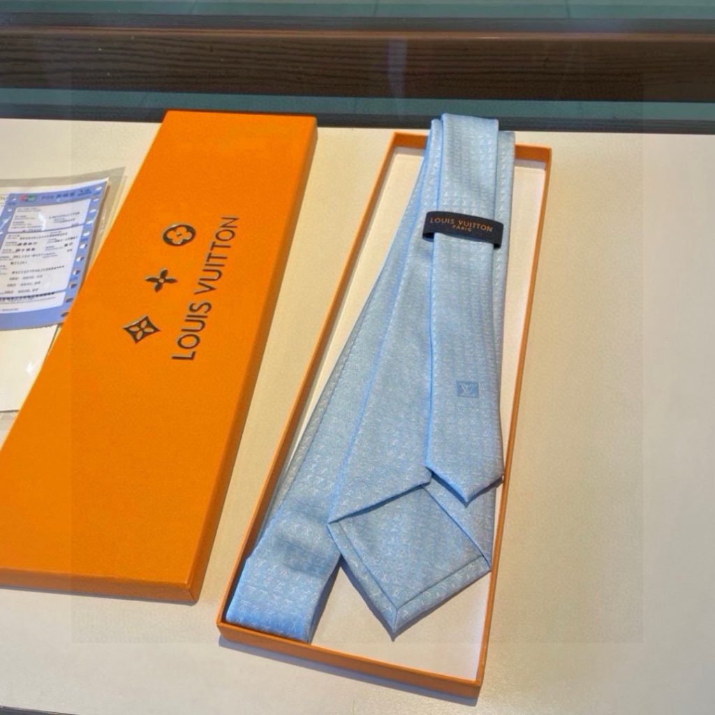 LV柄 ネクタイ ハイブランド調 プレゼント 衣装 100%シルク調 光沢 宝藍 - 画像 4