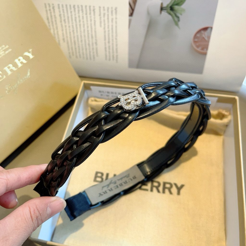 BURBERRY バーバリー ヘアアクセサリー 本革 ブラック - 画像 6