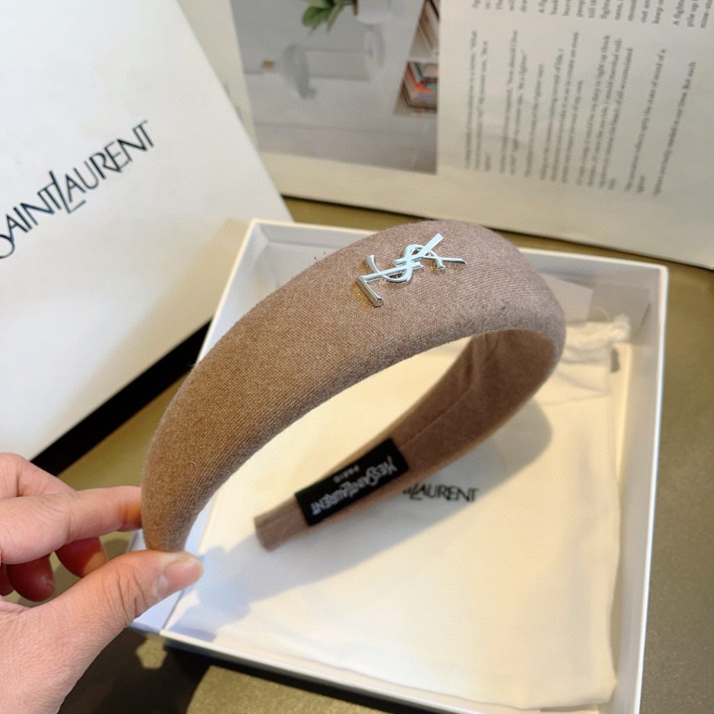 YSL ヤングセインローレン ヘッドバンド 本革 通勤 ブラック - 画像 6