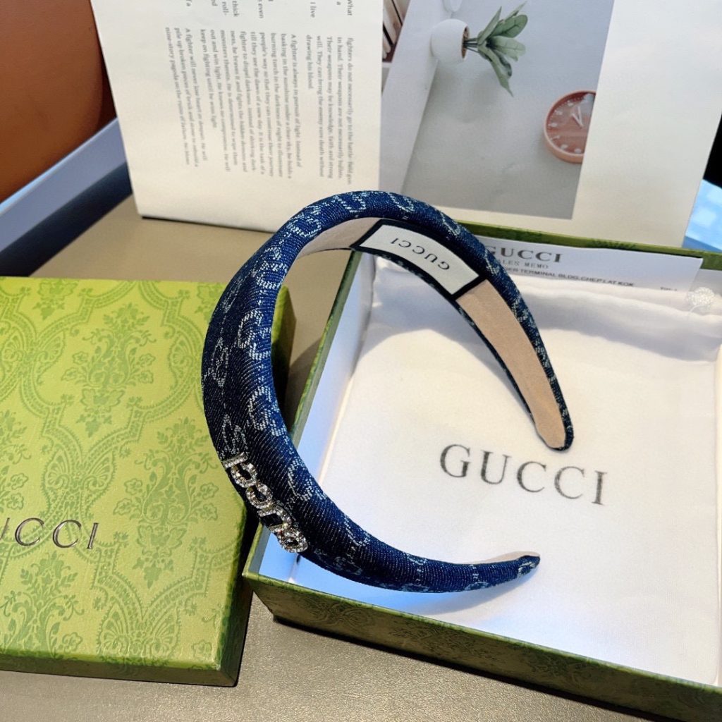 GUCCI グッチ ヘアアクセサリー ヘアバンド デニム風 ブランド ブラック 全3色 - 画像 5