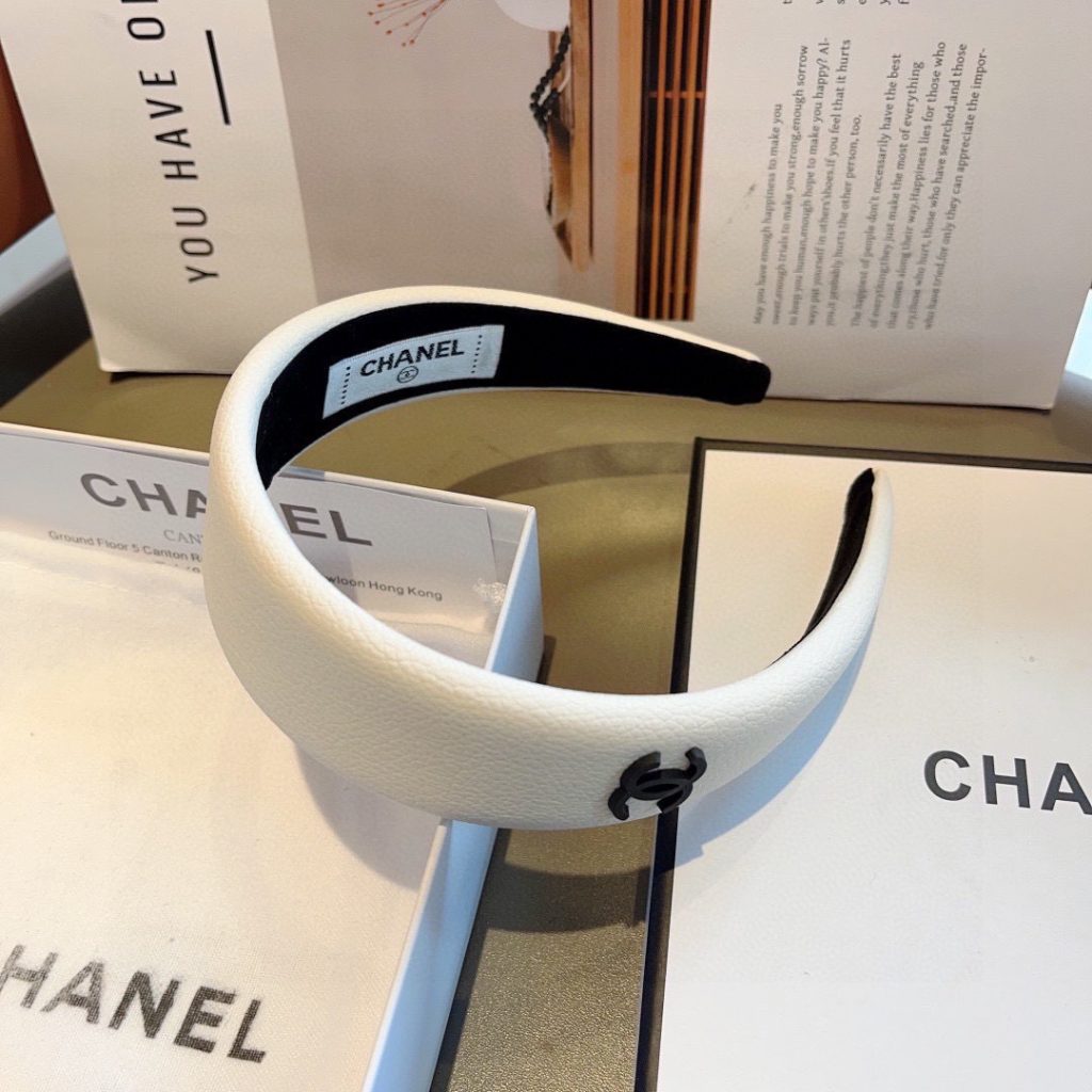 CHANEL シャネル ヘッドバンド 本革 通勤 通学 ブラック ホワイト 全2色 - 画像 5