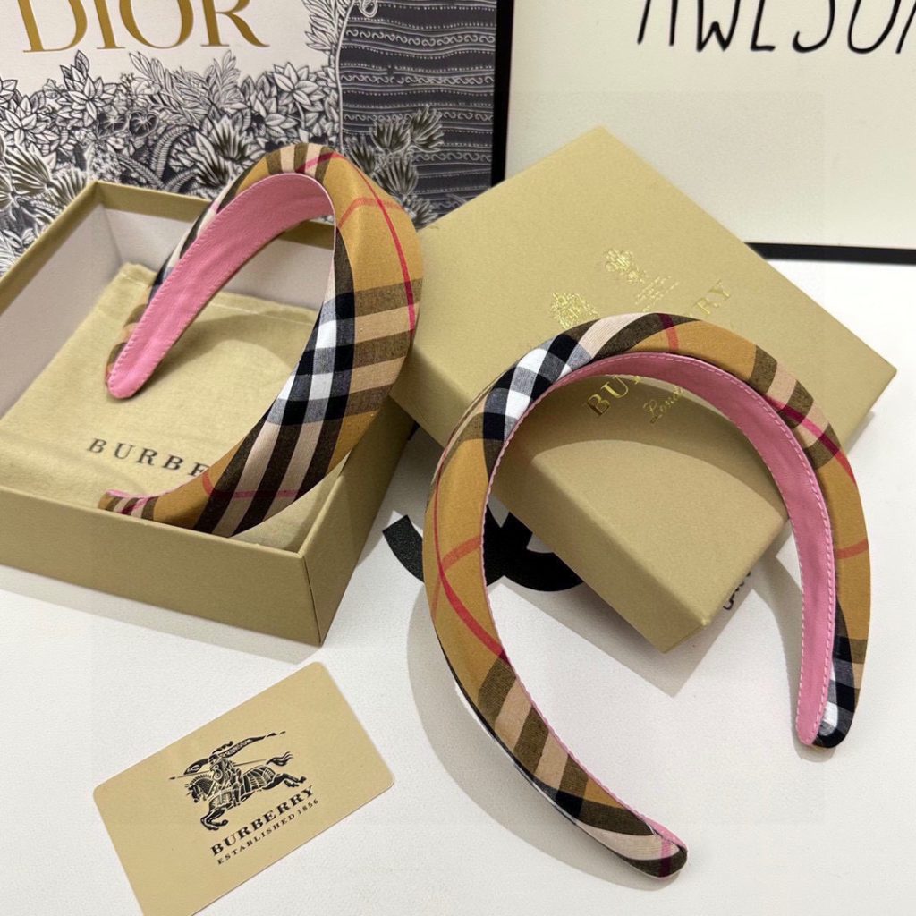 BURBERRY バーバリー ヘアバンド チェック柄 ピンク ベージュ 全2色 - 画像 3