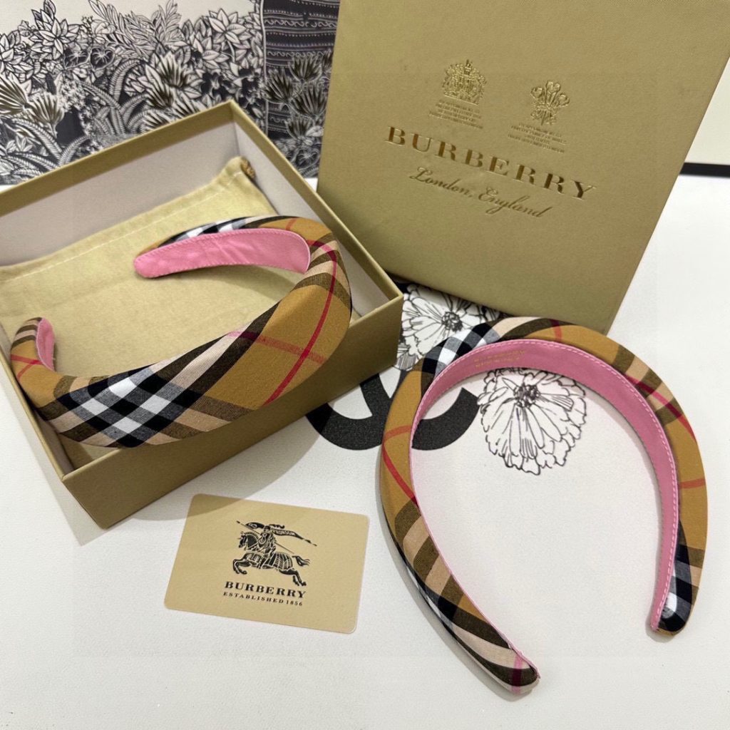 BURBERRY バーバリー ヘアバンド チェック柄 ピンク ベージュ 全2色 - 画像 7