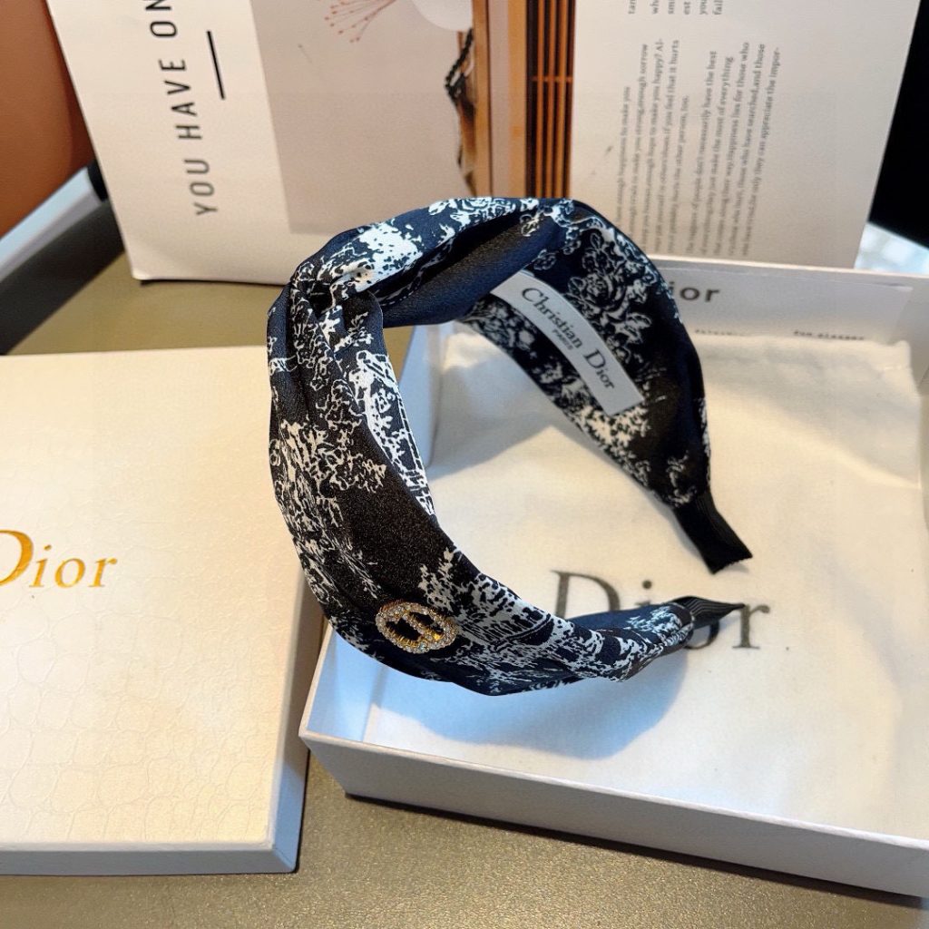 CHRISTIAN DIOR ディオール ヘッドバンド ブランド シルク ブラック 全2色 - 画像 5