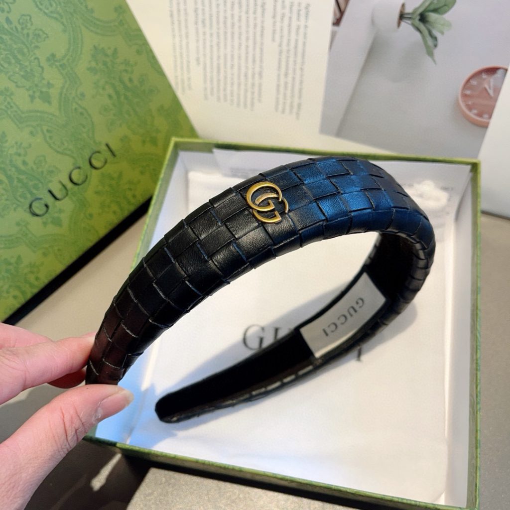 GUCCI グッチ ヘアアクセサリー 本革 ブラック レッド 全2色 - 画像 6