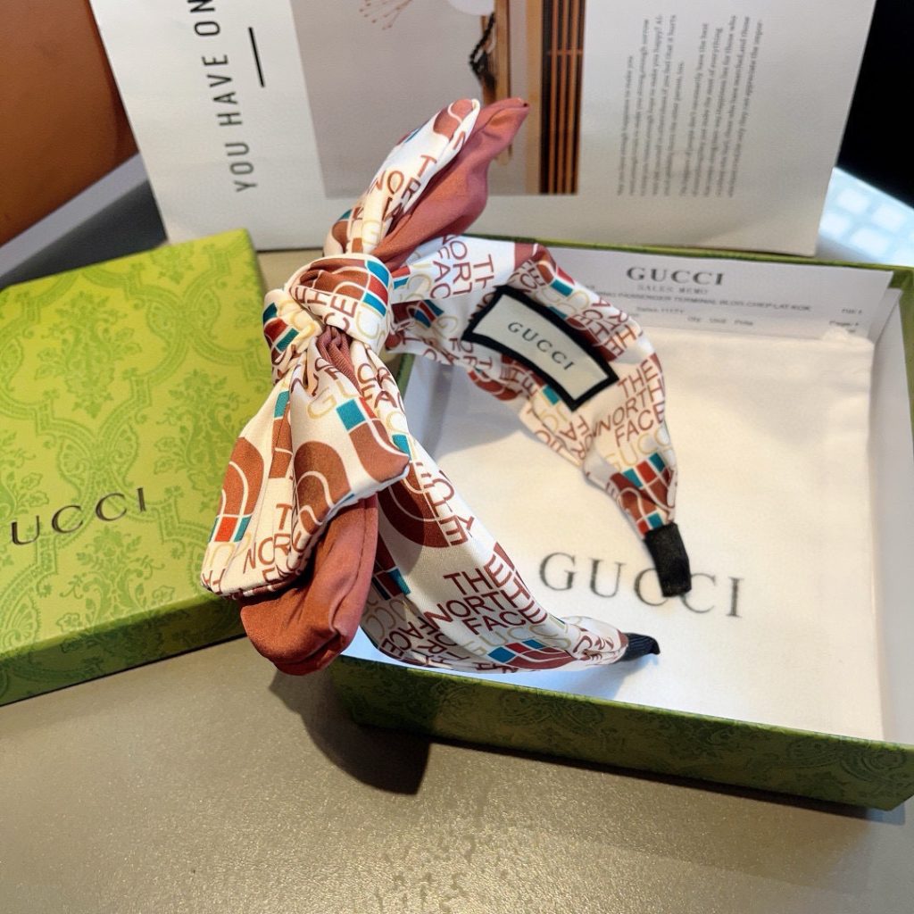 GUCCI グッチ ヘアアクセント シルク 本革 ブラック 全1色 - 画像 5